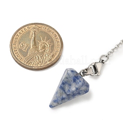 Cone Natural Blue Spot Jasper Pointed Dowsing Pendulums&nbsp;HJEW-JM04048-01