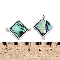 Brass Pave Natural Paua Shell Connector Charms&nbsp;KK-M299-01A-P