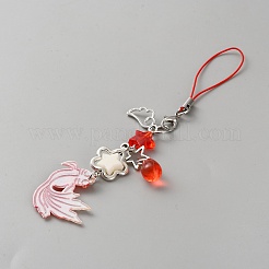 Fish Alloy Acrylic Mobile Straps&nbsp;HJEW-WH0036-125C