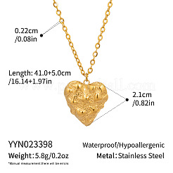 304 Stainless Steel Textured Love Heart Pendant Necklaces for Women&nbsp;ZO7901-2