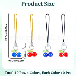 40Pcs Cherry Glass & Acrylic Mobile Straps&nbsp;HJEW-CP0001-40