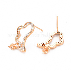 Brass Micro Pave Clear Cubic Zirconia Earring Findings&nbsp;KK-X0093-10G-NF