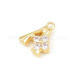 Brass Micro Pave Clear Cubic Zirconia Charms&nbsp;KK-Z151-18G-A