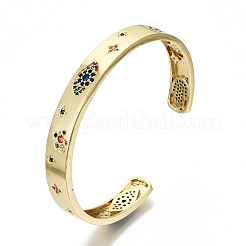 Brass Micro Pave Cubic Zirconia Cuff Bangles&nbsp;BJEW-S142-022-NF