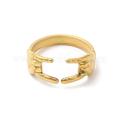 Ion Plating(IP) 304 Stainless Steel Hands Open Cuff Rings for Women&nbsp;X-RJEW-L107-002G