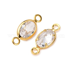 Brass Pave Clear Cubic Zirconia Connector Charms&nbsp;KK-Z121-06G-04