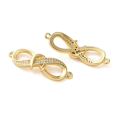 Rack Plating Brass Micro Pave Cubic Zirconia Infinity Connector Charms&nbsp;KK-C084-23B-G