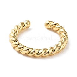 Rack Plating Brass Twist Rope Shape Open Cuff Rings for Women&nbsp;X-RJEW-Q777-01G