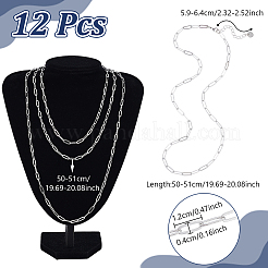 12Pcs 4MM 304 Stainless Steel Paperclip Chain Necklaces&nbsp;NJEW-NB0001-38B