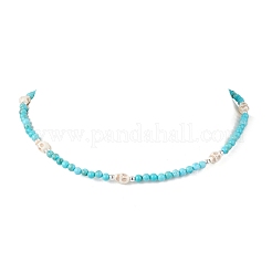 5Pcs Natural & Synthetic Round Gemstone and Skull Synthetic Turquoise Bead Necklaces&nbsp;NJEW-JN05391