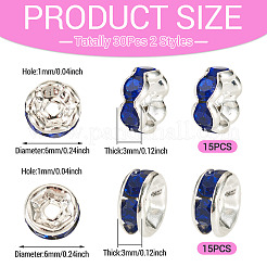 30Pcs 2 Colors Brass Rhinestone Spacer Beads&nbsp;RB-TA0001-29F