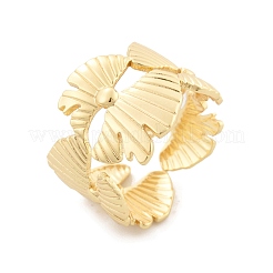 Flower Brass Finger Rings for Women&nbsp;RJEW-B119-09G