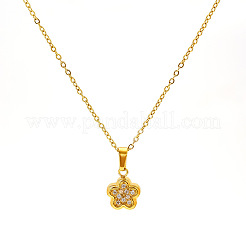 304 Stainless Steel Crystal Rhinestone Pendant Necklaces for Women&nbsp;WG594E0-04
