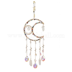Iron & Brass & Crystal Glass Sun Catcher Pendants&nbsp;HJEW-K049-03