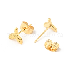 304 Stainless Steel Tiny Whale Tail Stud Earrings with 316 Stainless Steel Pins for Women&nbsp;EJEW-J043-15G