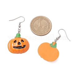 304 Stainless Steel Opaque Resin Pumpkin Dangle Earrings&nbsp;EJEW-JE06478