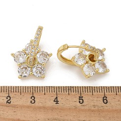 Flower Shape Clear Cubic Zirconia Hoop Earrings&nbsp;EJEW-F310-03G