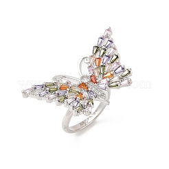 Butterfly Brass Micro Pave Colorful Cubic Zirconia Finger Rings for Women&nbsp;RJEW-G343-30P-01