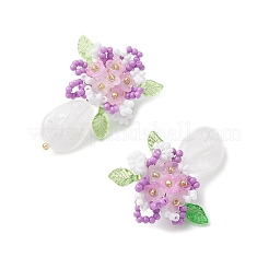 Handmade Glass Seed Beads Natural Quartz Crystal Stud Earrings&nbsp;EJEW-MZ00449-01