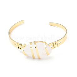 Natural Quartz Crystal Horse Eye Beaded Cuff Bangle&nbsp;G-D458-01G-01-RS