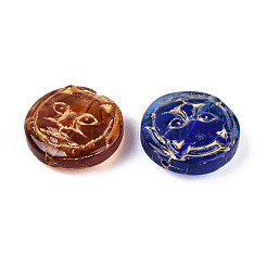 Flat Round with Cat Shape Glass Beads&nbsp;GLAA-T025-47M