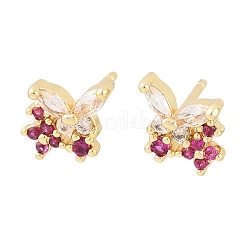 Brass Micro Pave Cubic Zirconia Stud Earrings for Women&nbsp;KK-A305-07G-01
