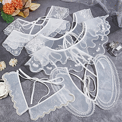 6Pcs 6 Style White Embroidered Organdy Collar&nbsp;AJEW-NB0004-01