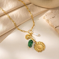 304 Stainless Steel & Resin & Plastic Pearl Pendant Necklaces&nbsp;WG9698C-01