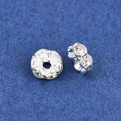 Rack Plating Brass Rhinestone Spacer Beads&nbsp;RSB028NF-01S