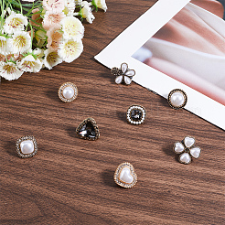 8Pcs 8 Styles Alloy & Glass & ABS Plastic Imitation Pearl Shoe Buckle Clips&nbsp;AJEW-CP0006-84