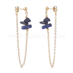 Natural Lapis Lazuli Chip Beads Dangle Stud Earrings for Women&nbsp;X1-EJEW-TA00028-05