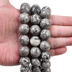 Natural Map Stone Beads Strands&nbsp;G-L648-A05-16mm