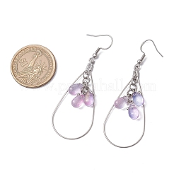 Teardrop 304 Stainless Steel Transparent Glass Dangle Earrings&nbsp;EJEW-JE06404-02