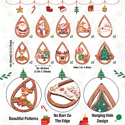 20Pcs 10 Styles Christmas Theme Wood Big Pendants&nbsp;WOOD-TA0001-92