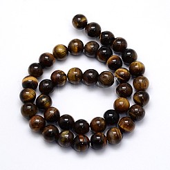Natural Grade AB Tiger Eye Round Beads Strands&nbsp;G-O047-02-8mm