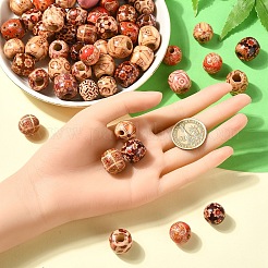 60Pcs 3 Styles Printed Natural Wood Beads&nbsp;WOOD-YW0001-31