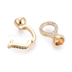 Brass Micro Pave Clear Cubic Zirconia Fold Over Clasps&nbsp;KK-Q074-15G