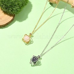 2Pcs 2 Color Brass Bar Link Chains Macrame Pouch Empty Stone Holder for Pendant Necklaces Making&nbsp;NJEW-JN04466-01