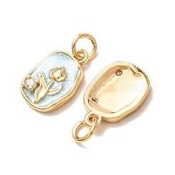 Brass Micro Pave Clear Cubic Zirconia with Enamel Pendants&nbsp;CU-K002-52G-C