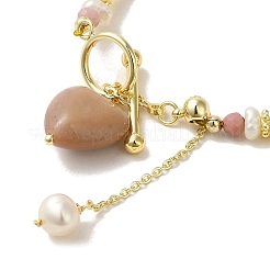 Natural Rhodonite Heart Bracelet&nbsp;BJEW-C051-04G