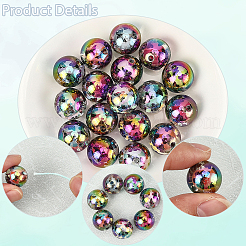 20Pcs UV Plating Acrylic Printed Beads&nbsp;TACR-SC0001-46C