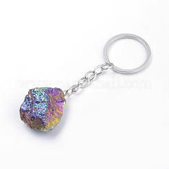 Rainbow Plated Natural Crystal Quartz Keychain&nbsp;KEYC-S252-11