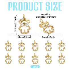 10Pcs Brass with Cubic Zirconia Pendants&nbsp;KK-TA0002-13