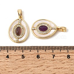 Natural Amethyst with Shell Pendants&nbsp;KK-Z149-13G-02