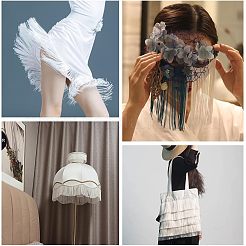 Polyester Tassel Fringe Trimming&nbsp;FIND-WH0043-60C