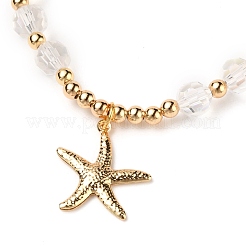 Brass Starfish Charm Bracelets&nbsp;BJEW-JB05571-03