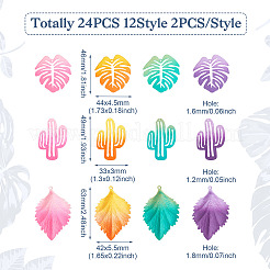 24Pcs 12 Style Gradient Spray Painted Iron Pendants&nbsp;IFIN-TA0001-50