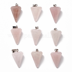 Cone/Spike/Pendulum Natural Rose Quartz Stone Pendants&nbsp;G-R278-82