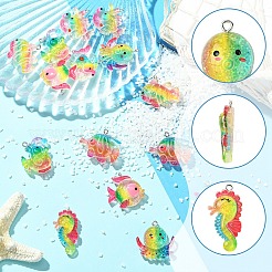 16Pcs 8 Styles Ocean Theme Transparent Resin Pendants&nbsp;RESI-YW0004-97