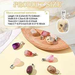 10Pcs Natural & Synthetic Mixed Gemstone Pendants&nbsp;G-YW0002-25